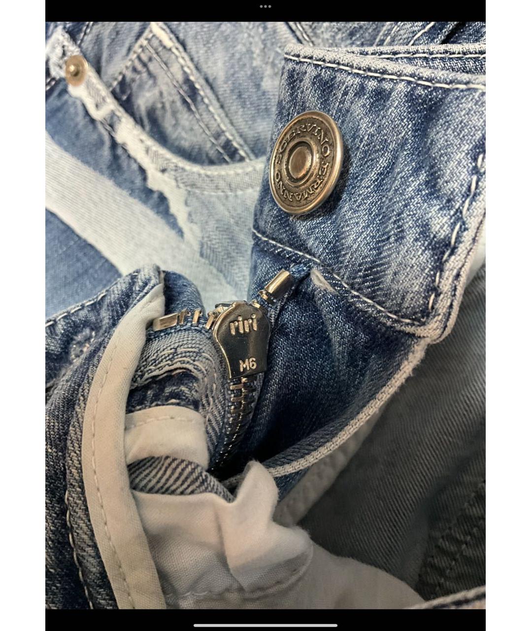 ERMANNO SCERVINO Голубые хлопко-эластановые прямые джинсы, фото 6