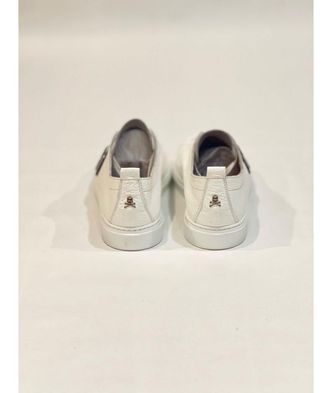 PHILIPP PLEIN Белые кожаные низкие кроссовки / кеды, фото 4