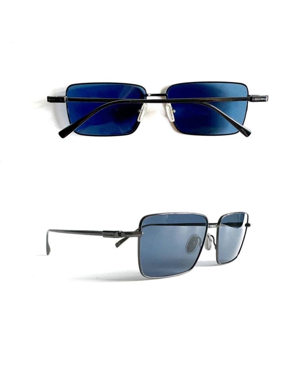 SALVATORE FERRAGAMO Синие металлические солнцезащитные очки, фото 3