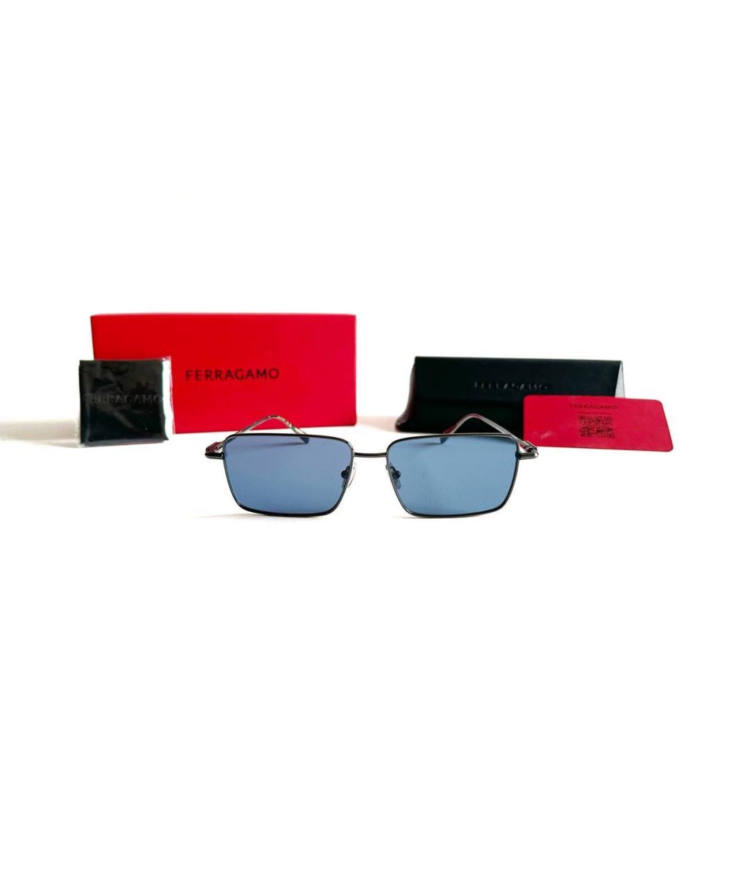 SALVATORE FERRAGAMO Синие металлические солнцезащитные очки, фото 2