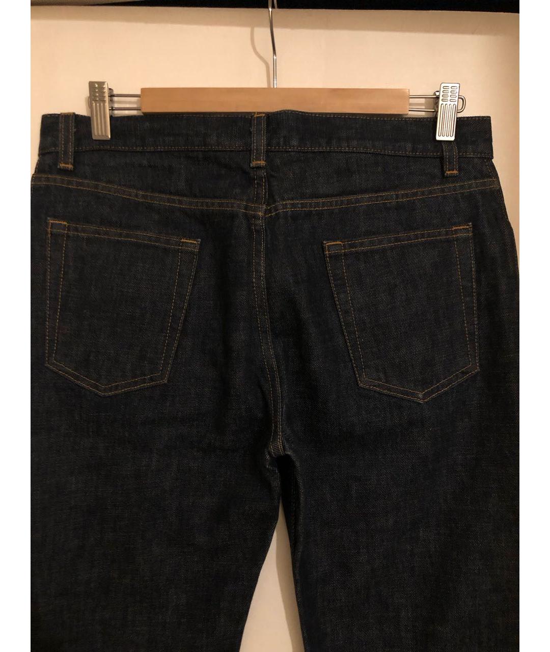 HELMUT LANG Темно-синие хлопковые прямые джинсы, фото 3