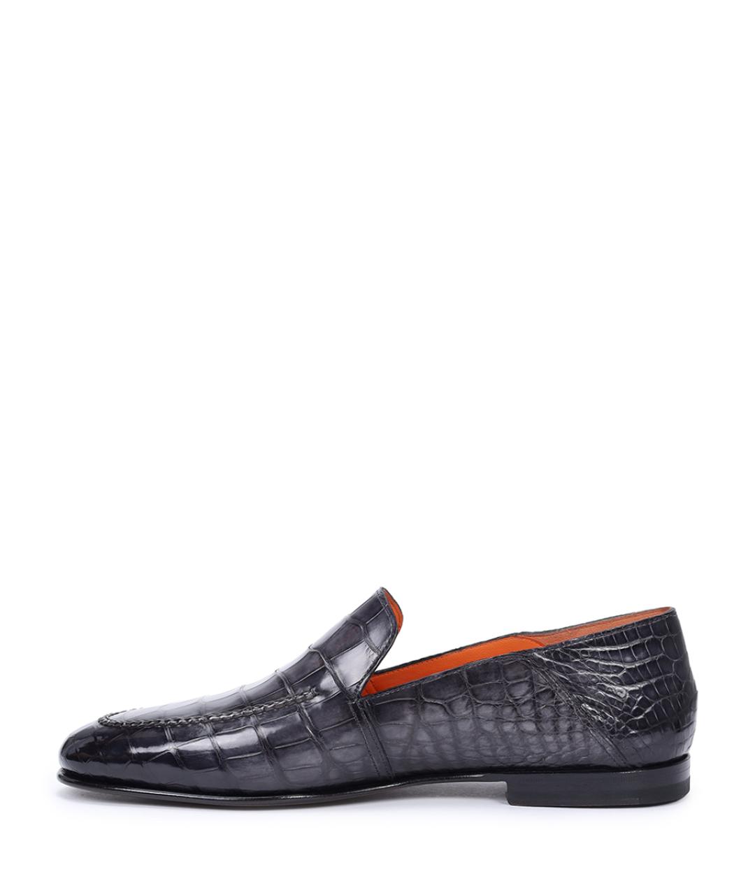 SANTONI Серые лоферы из экзотической кожи, фото 3