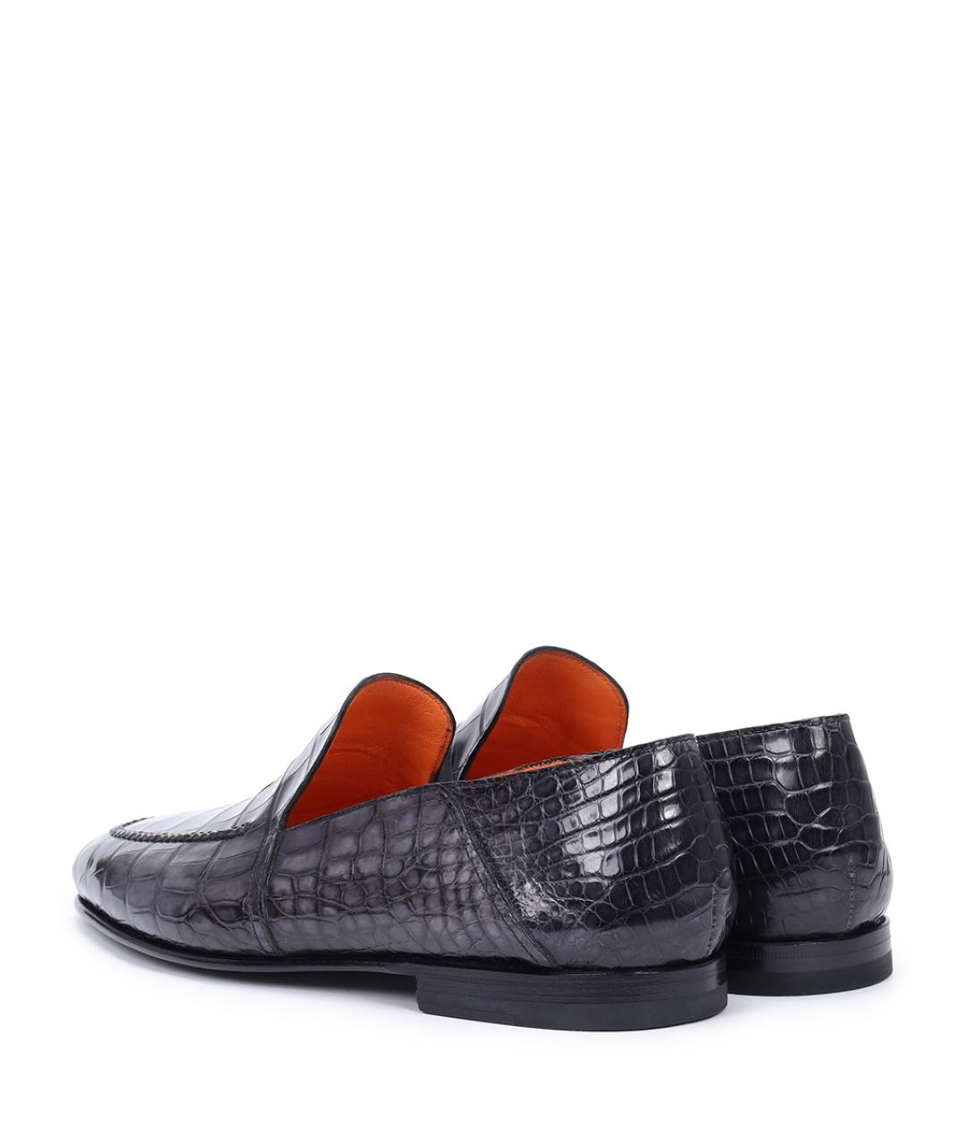 SANTONI Серые лоферы из экзотической кожи, фото 4