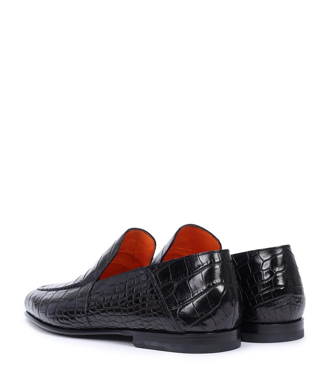 SANTONI Черные лоферы из экзотической кожи, фото 4