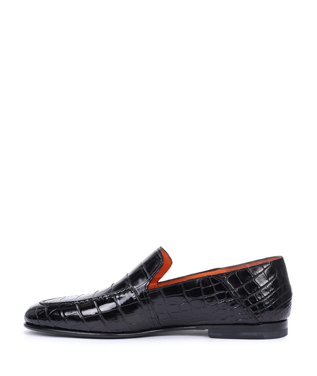 SANTONI Черные лоферы из экзотической кожи, фото 3