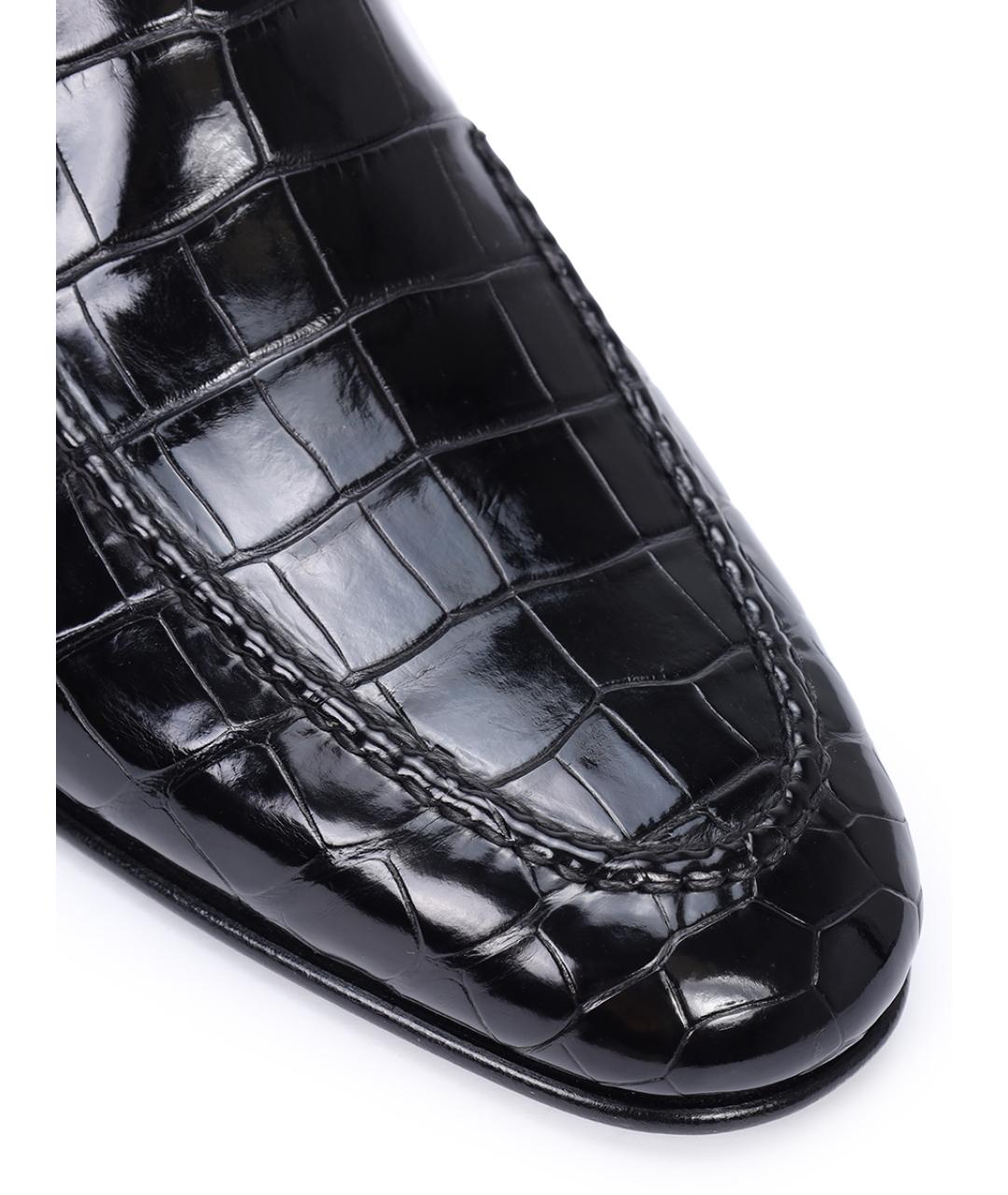 SANTONI Черные лоферы из экзотической кожи, фото 5
