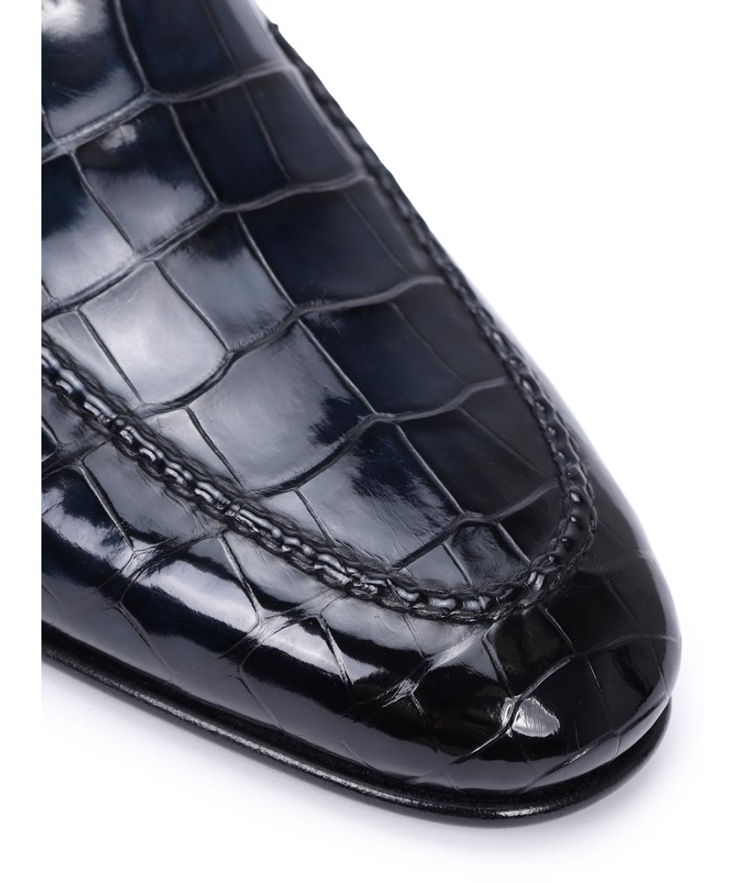 SANTONI Синие лоферы из экзотической кожи, фото 5
