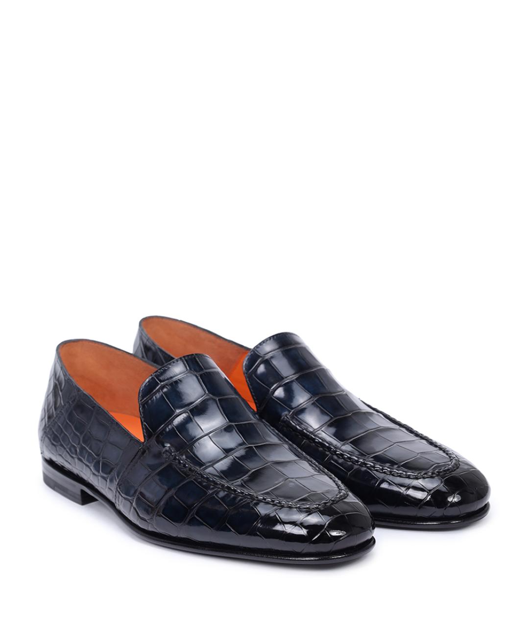 SANTONI Синие лоферы из экзотической кожи, фото 2