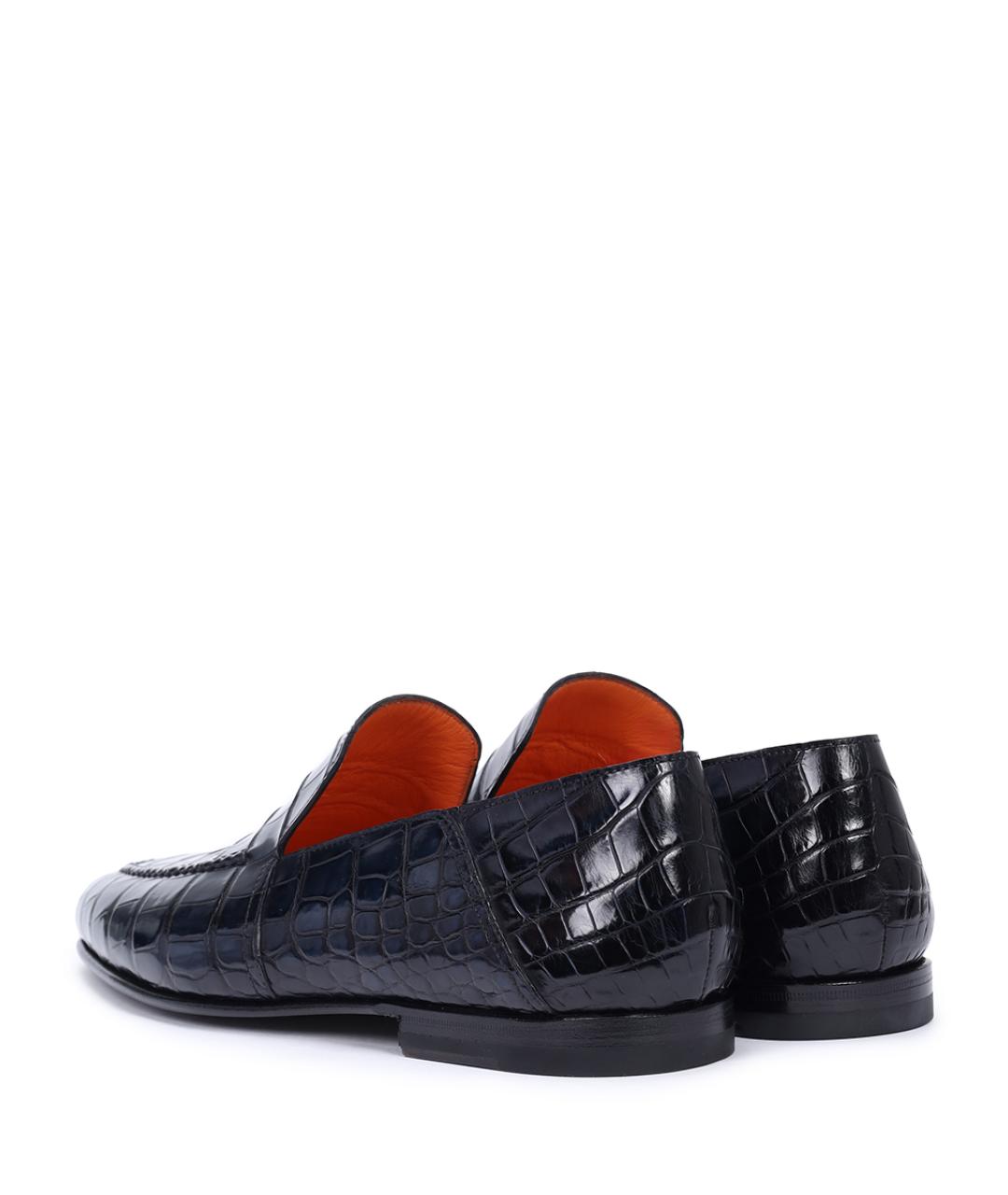 SANTONI Синие лоферы из экзотической кожи, фото 4