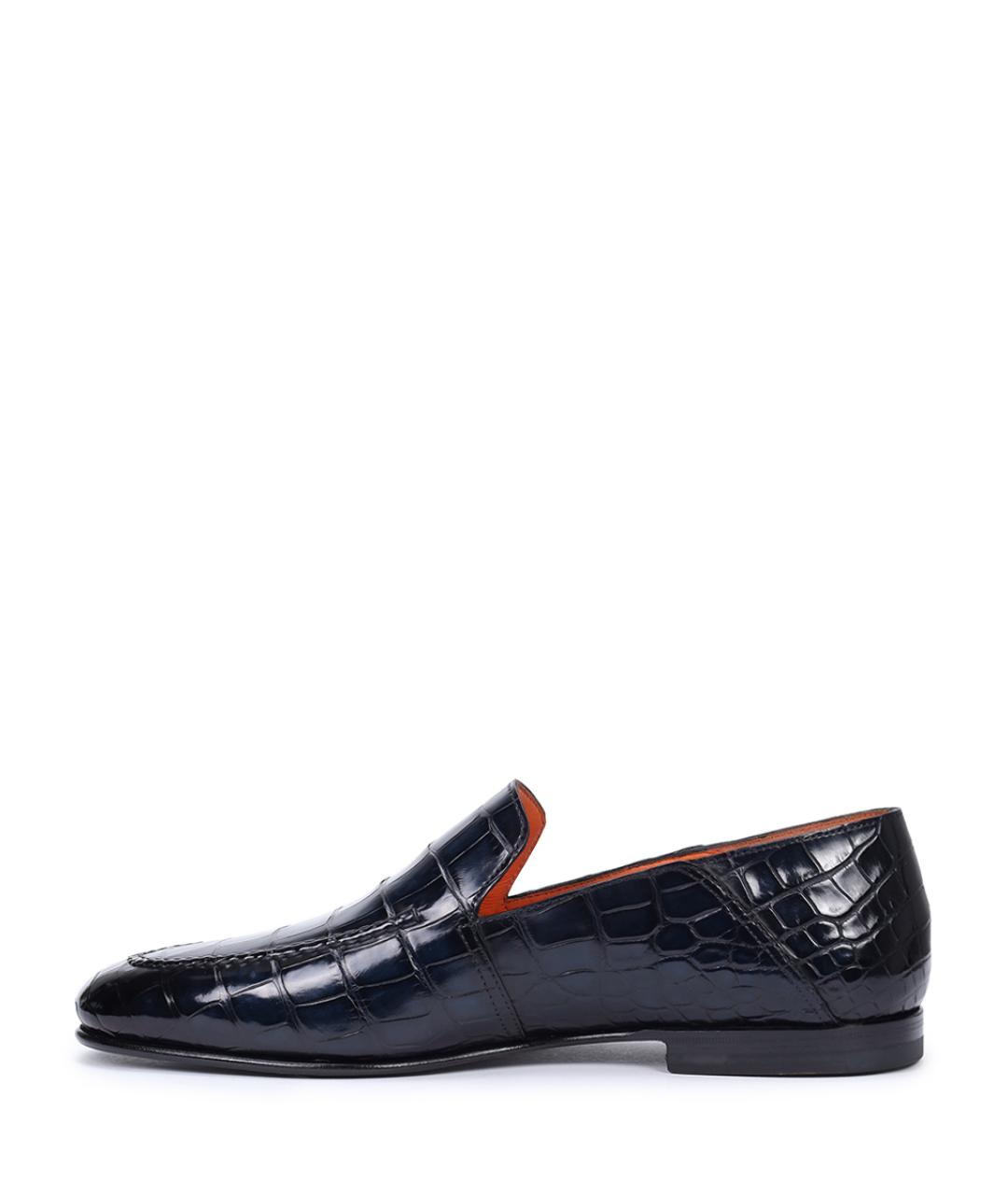 SANTONI Синие лоферы из экзотической кожи, фото 3