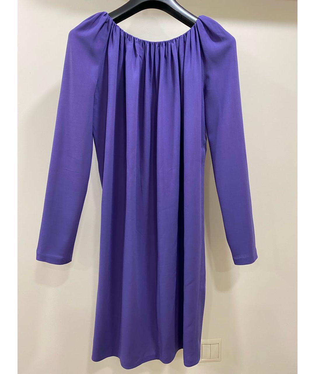 JIL SANDER Фиолетовое шерстяное повседневное платье, фото 5