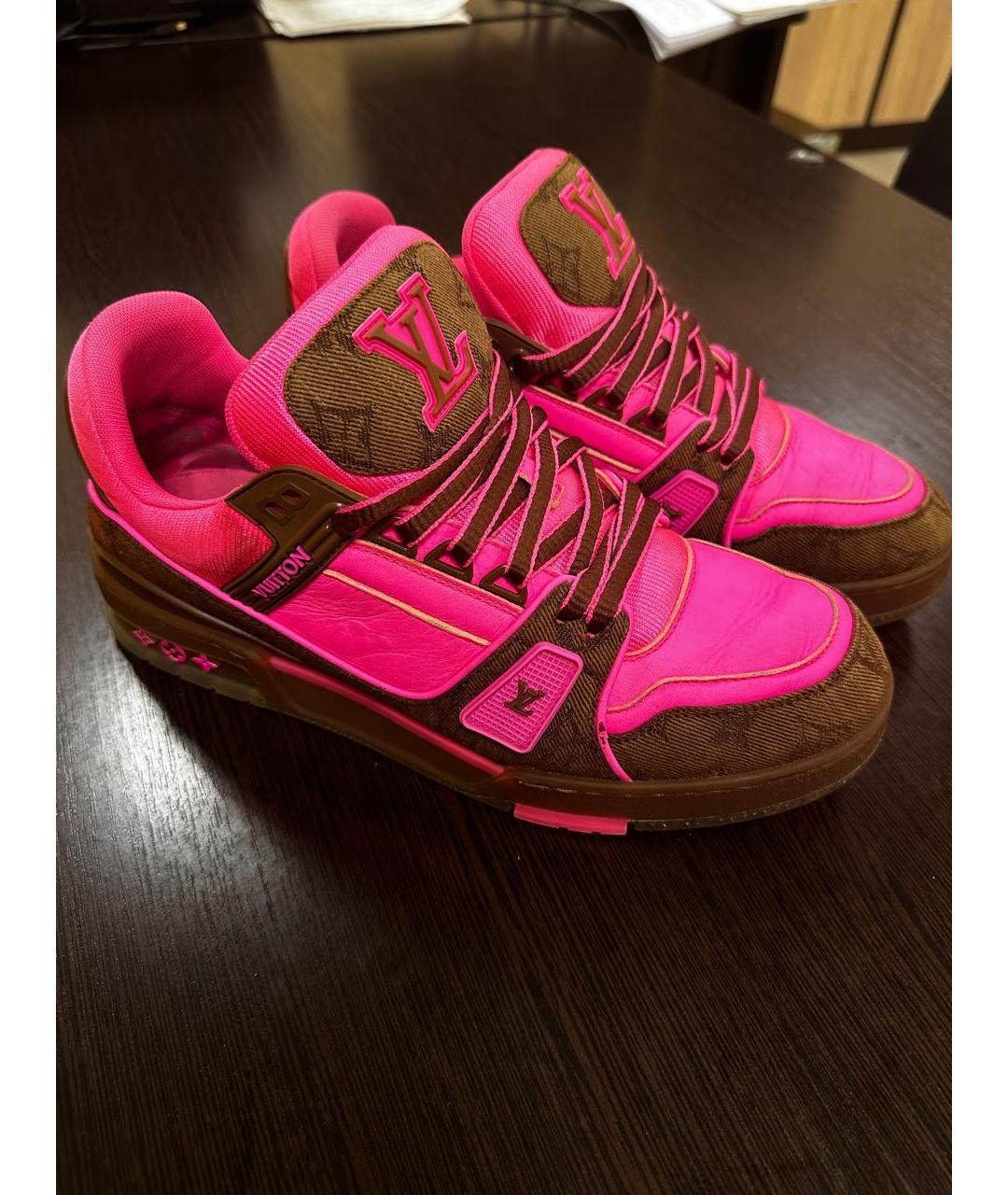LOUIS VUITTON Розовые кожаные низкие кроссовки / кеды, фото 5