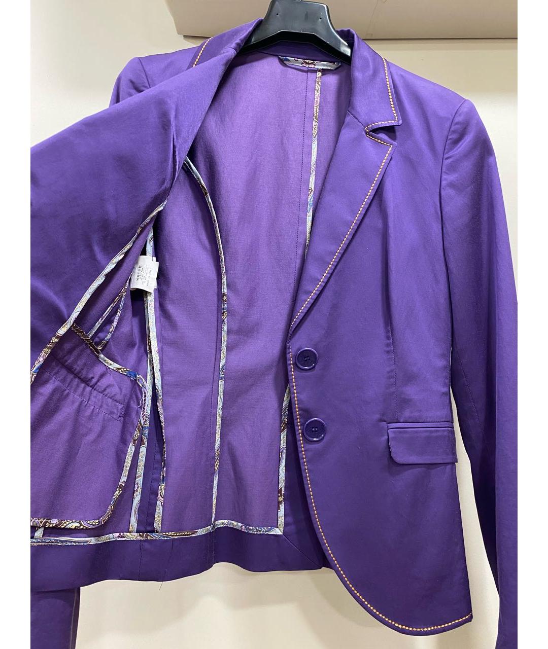 ETRO Фиолетовый хлопко-эластановый жакет/пиджак, фото 3