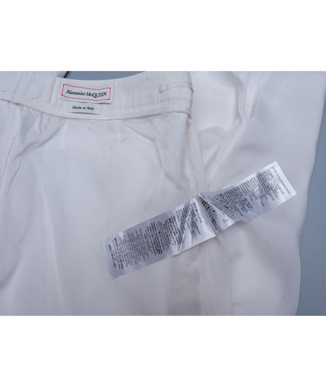 ALEXANDER MCQUEEN Белые вискозные прямые брюки, фото 5