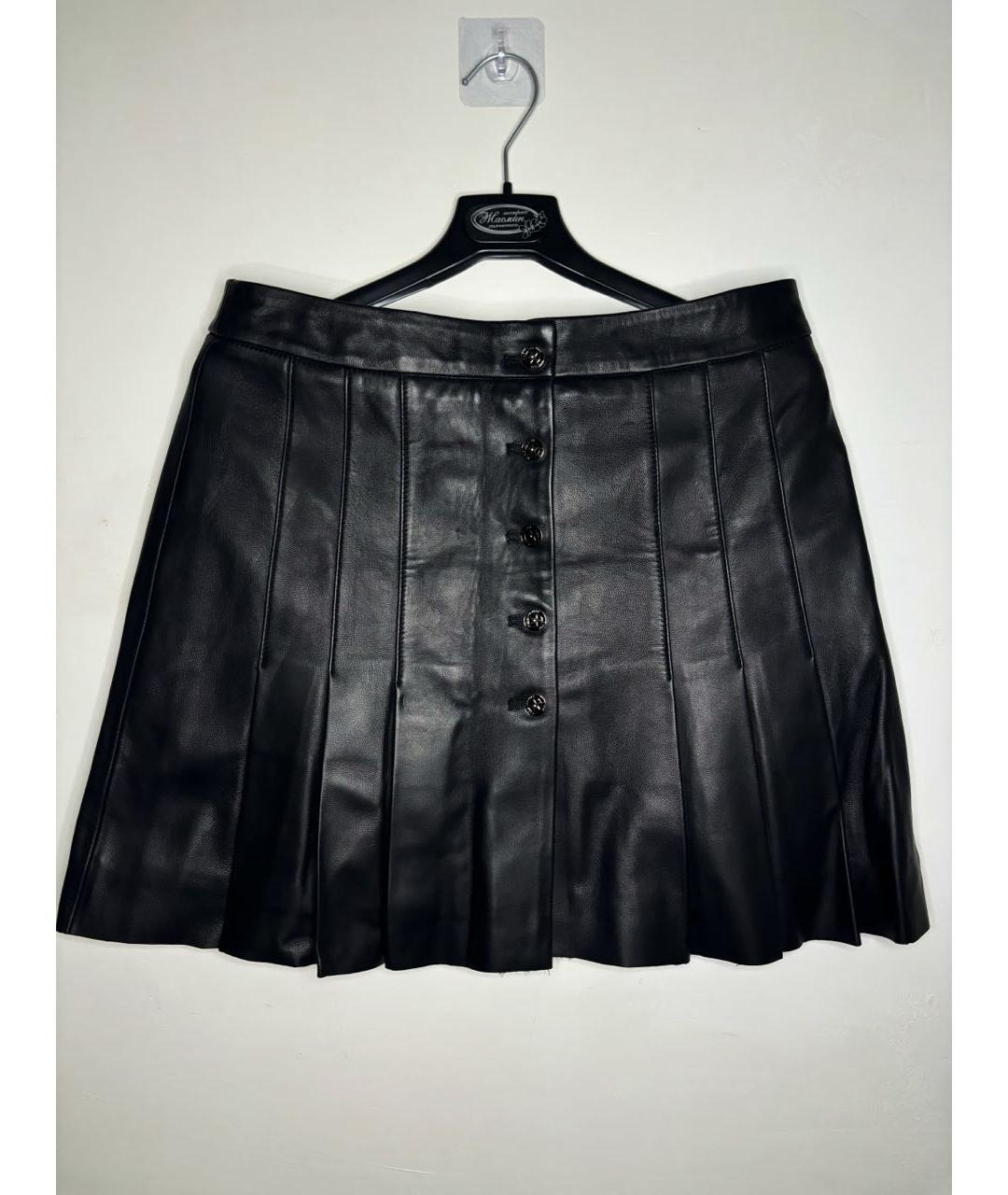 CHRISTIAN DIOR Черная кожаная юбка мини, фото 8
