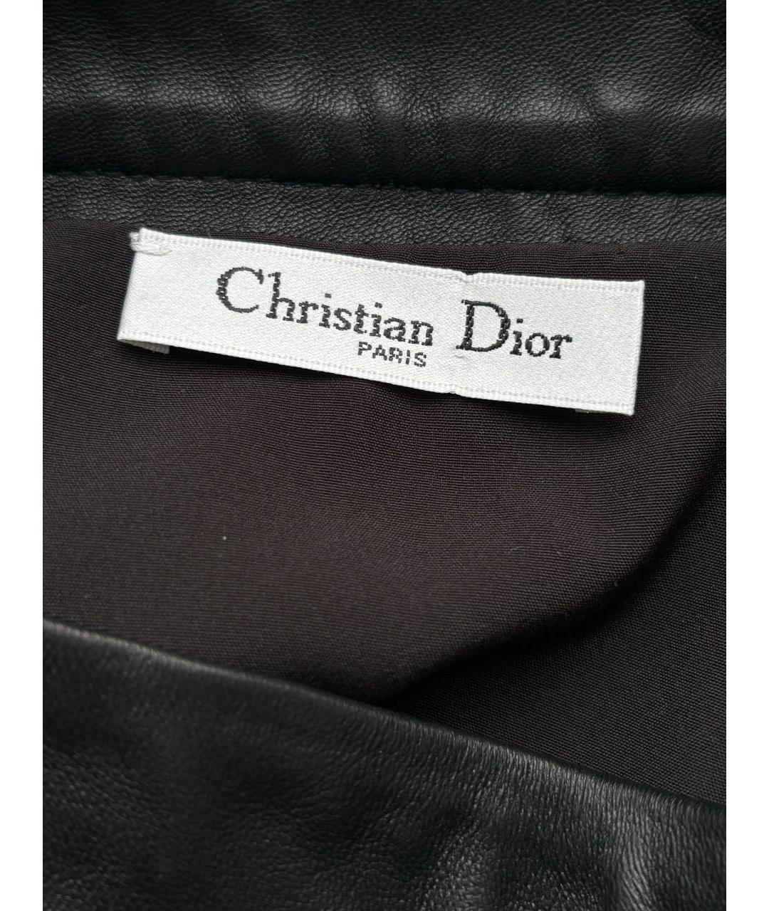 CHRISTIAN DIOR Черная кожаная юбка мини, фото 3