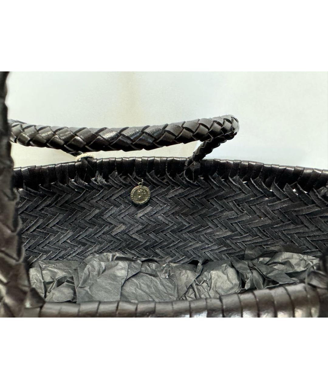Dragon Diffusion Черная кожаная сумка с короткими ручками, фото 4