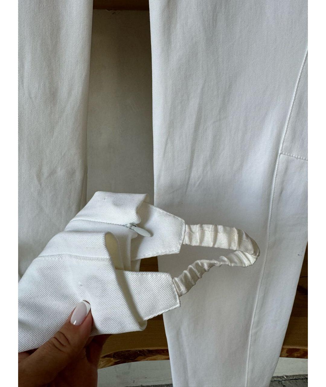 LORO PIANA Белые хлопко-эластановые брюки узкие, фото 8