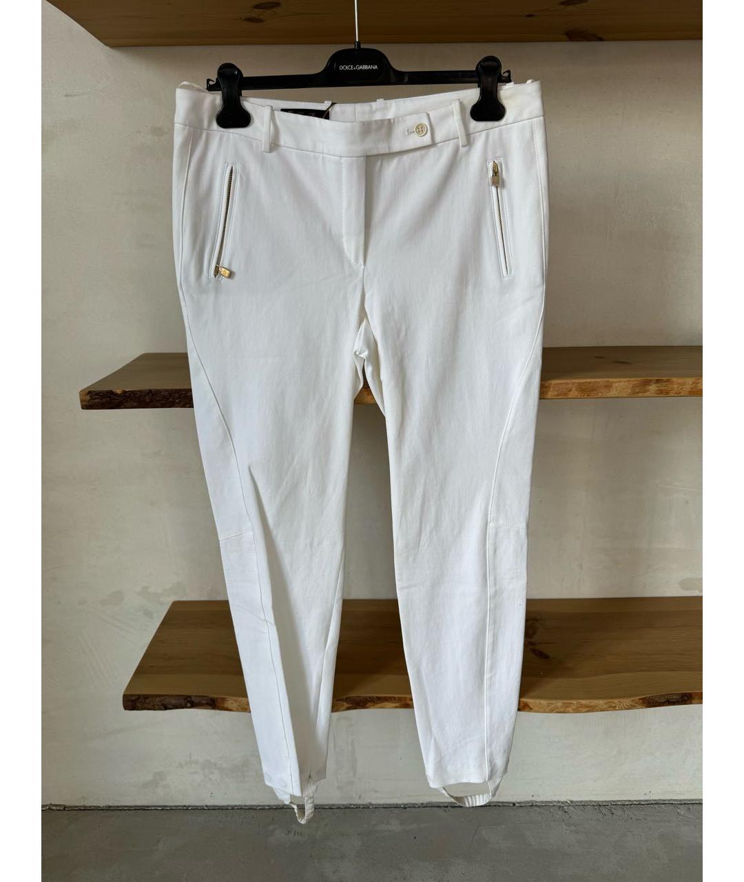 LORO PIANA Белые хлопко-эластановые брюки узкие, фото 7