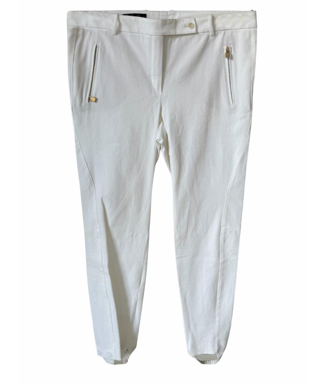 LORO PIANA Белые хлопко-эластановые брюки узкие, фото 1