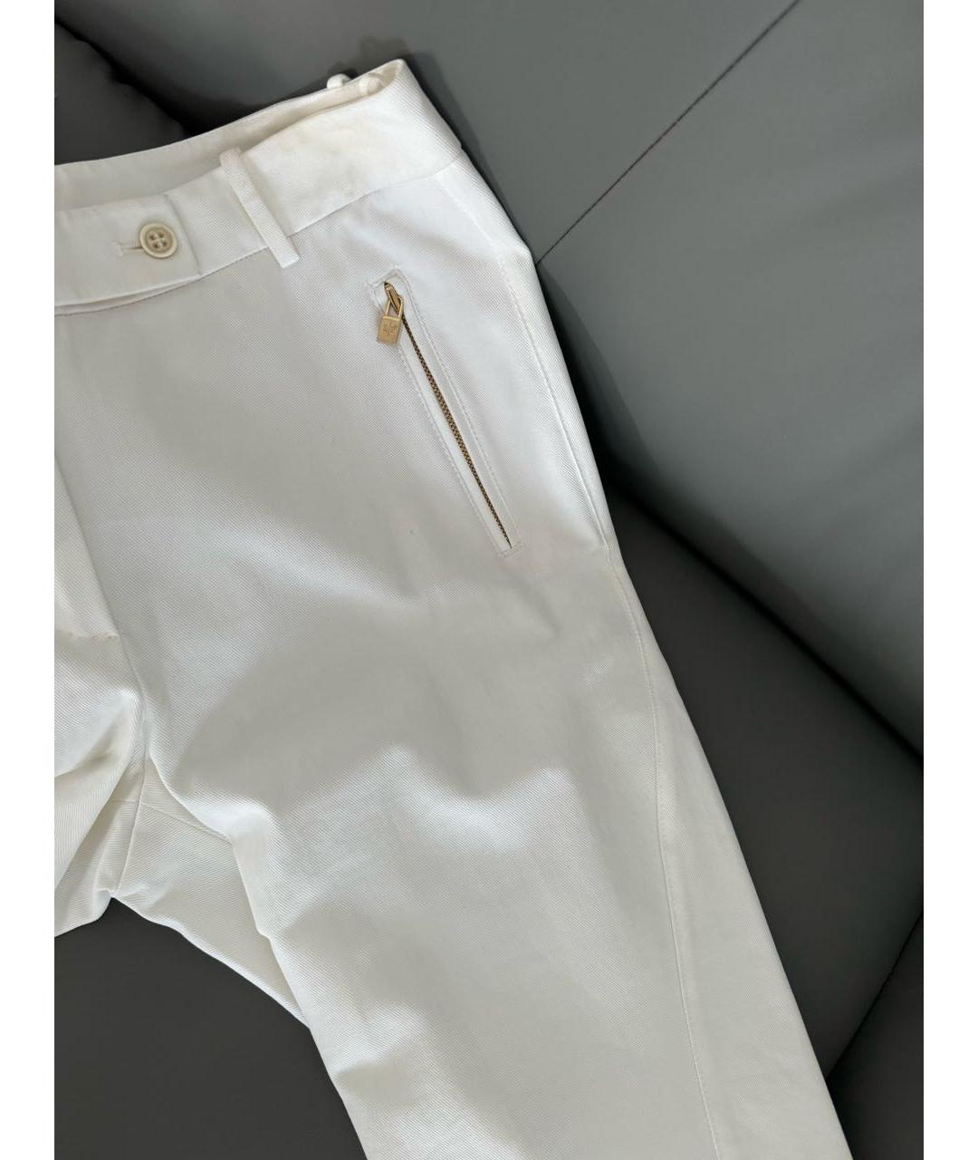 LORO PIANA Белые хлопко-эластановые брюки узкие, фото 6