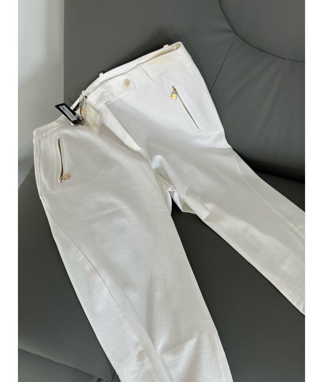 LORO PIANA Белые хлопко-эластановые брюки узкие, фото 2
