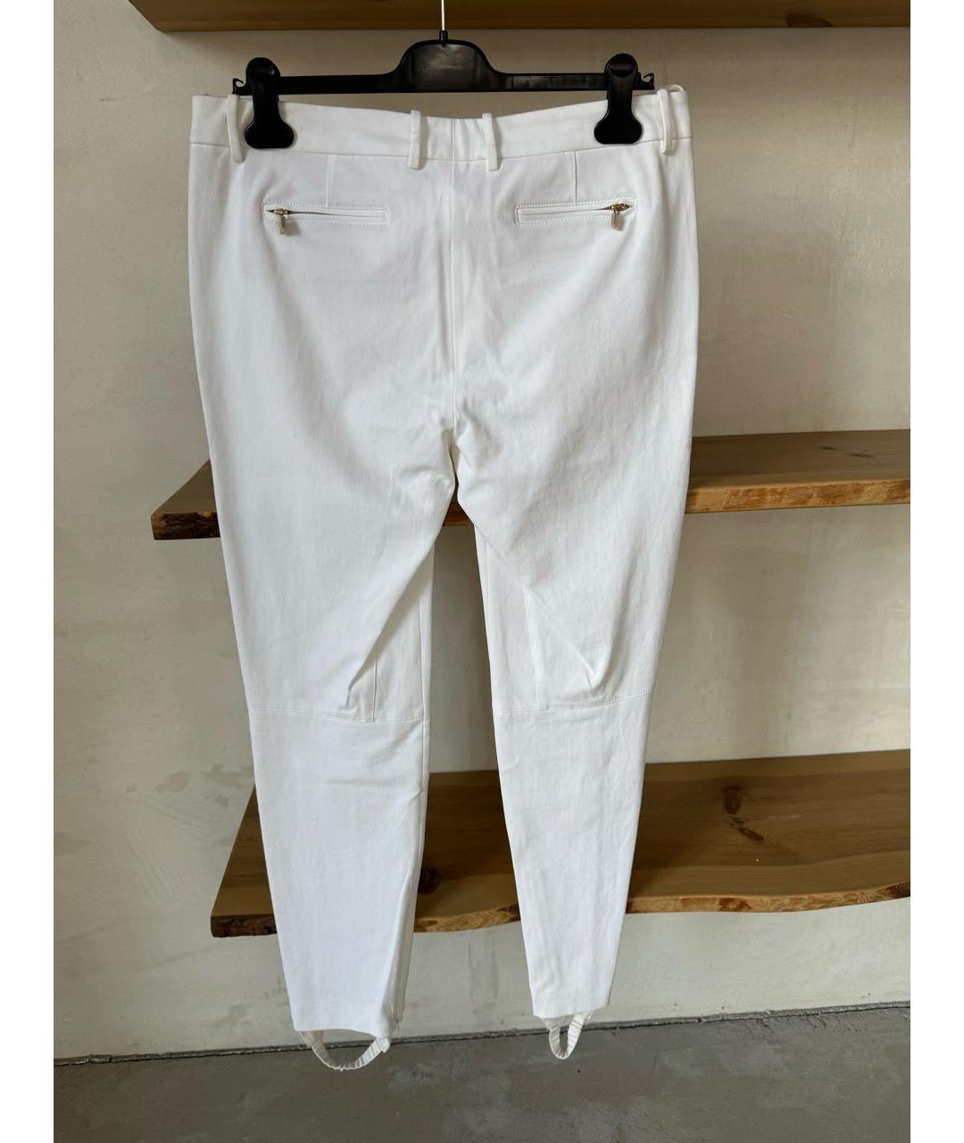 LORO PIANA Белые хлопко-эластановые брюки узкие, фото 4