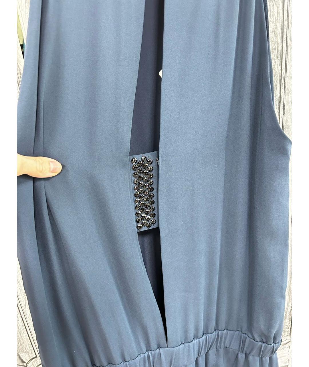 BRUNELLO CUCINELLI Темно-синее шелковое вечернее платье, фото 4