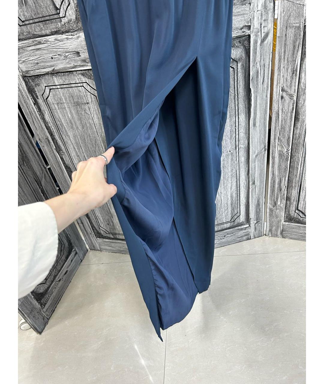 BRUNELLO CUCINELLI Темно-синее шелковое вечернее платье, фото 6