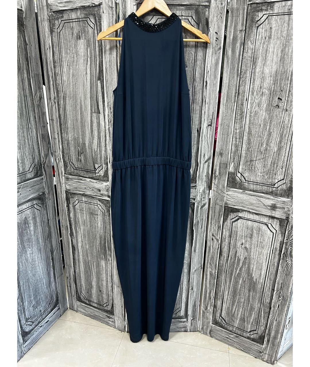 BRUNELLO CUCINELLI Темно-синее шелковое вечернее платье, фото 9