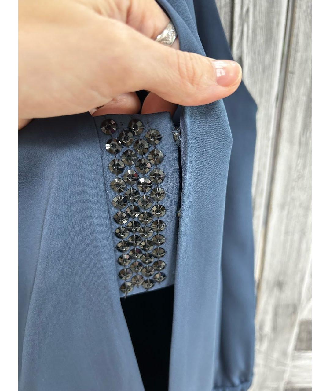 BRUNELLO CUCINELLI Темно-синее шелковое вечернее платье, фото 5
