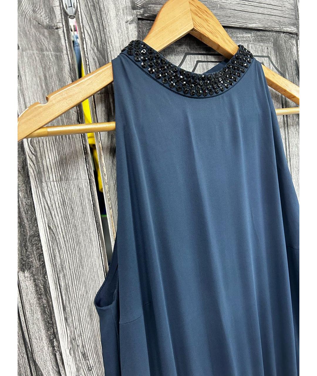 BRUNELLO CUCINELLI Темно-синее шелковое вечернее платье, фото 3