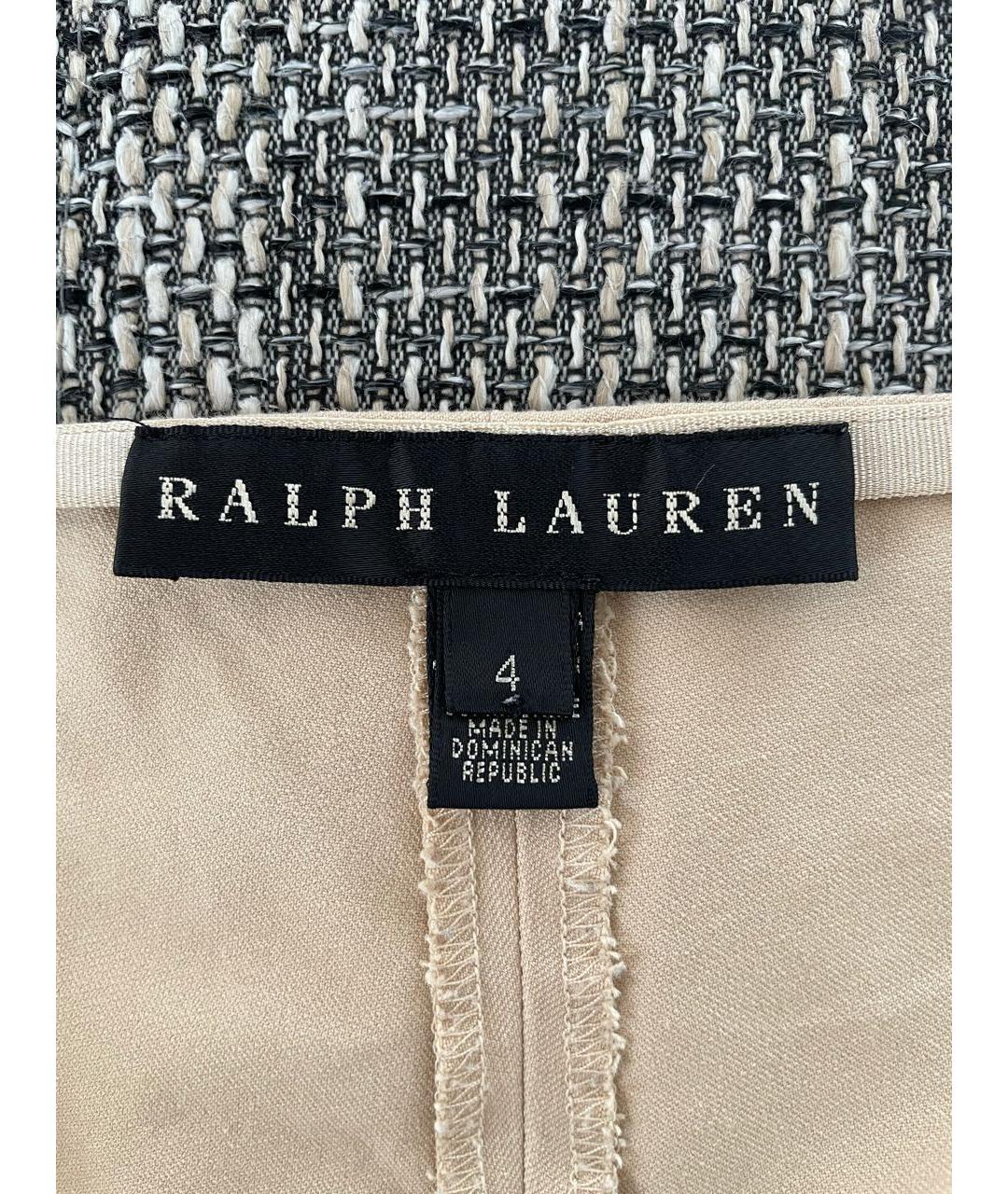 RALPH LAUREN Бежевые хлопко-эластановые брюки узкие, фото 3