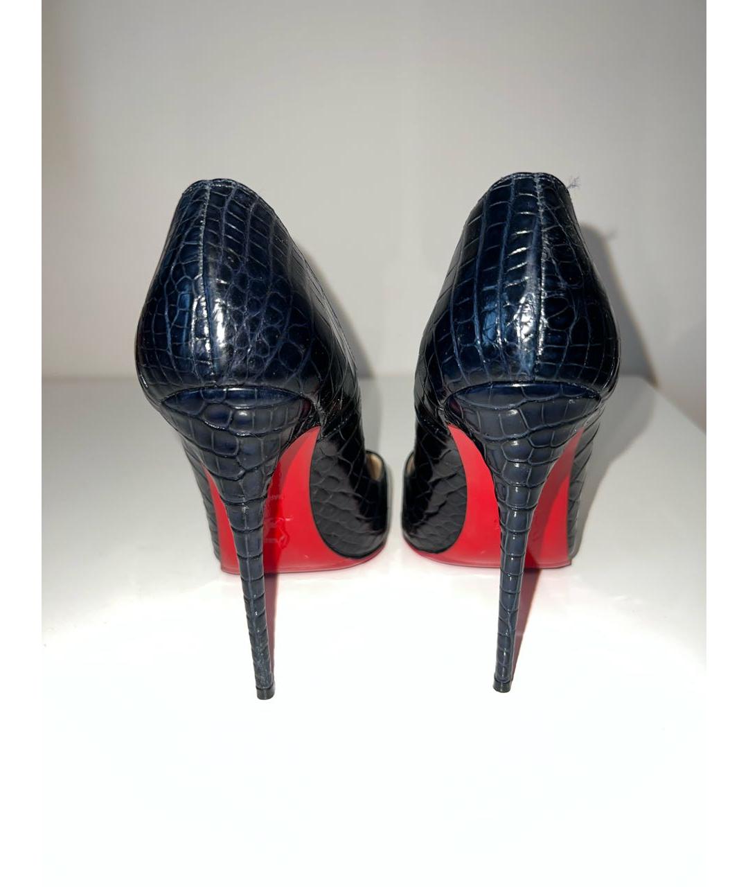 CHRISTIAN LOUBOUTIN Темно-синие туфли из экзотической кожи, фото 4