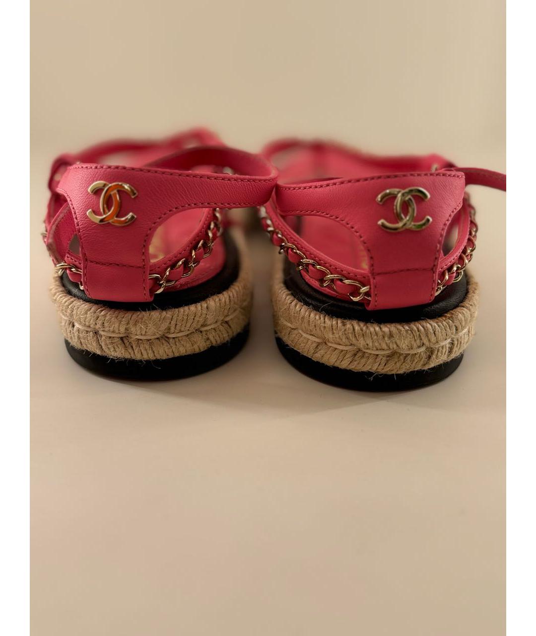 CHANEL Розовые кожаные босоножки, фото 4
