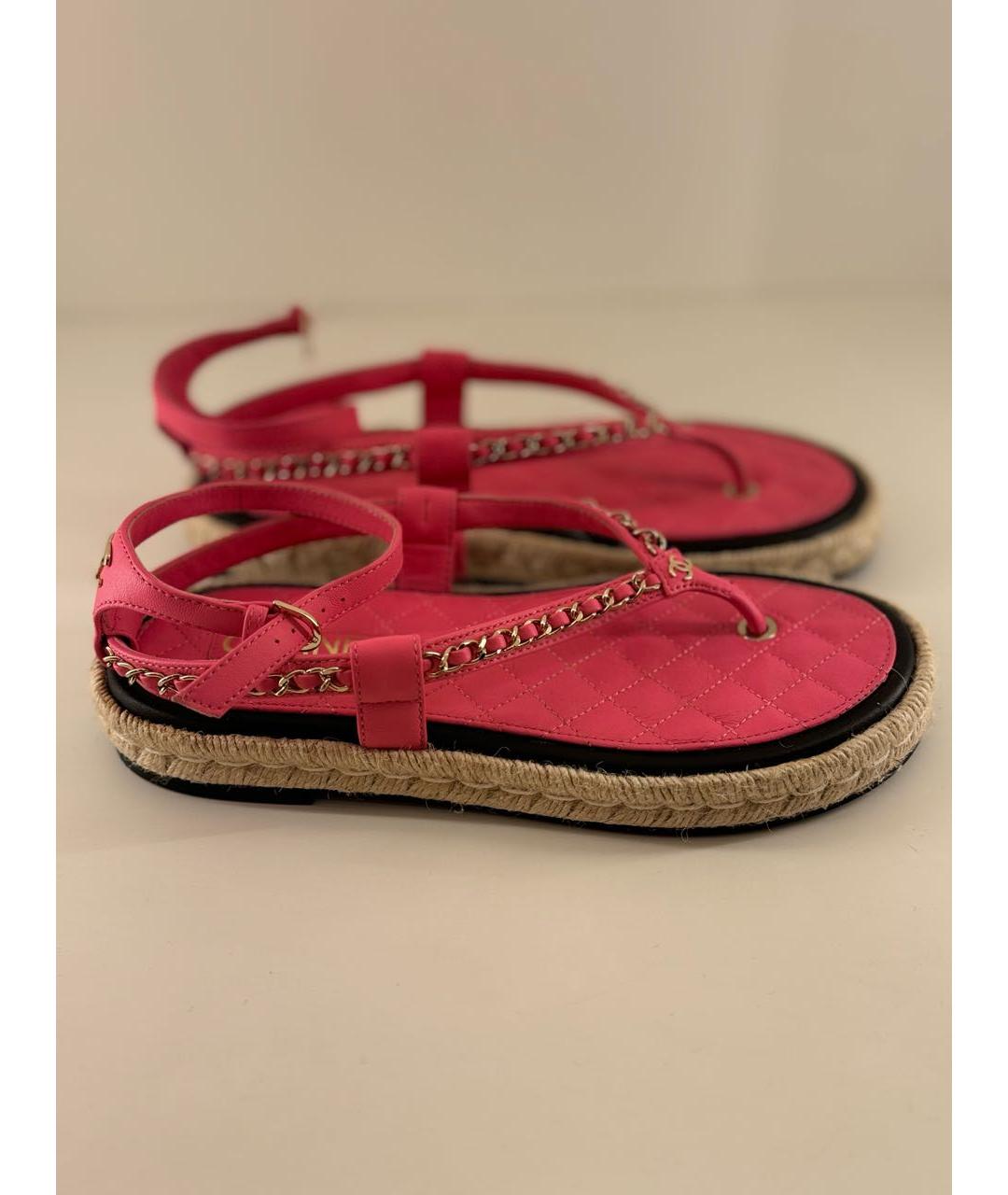 CHANEL Розовые кожаные босоножки, фото 5