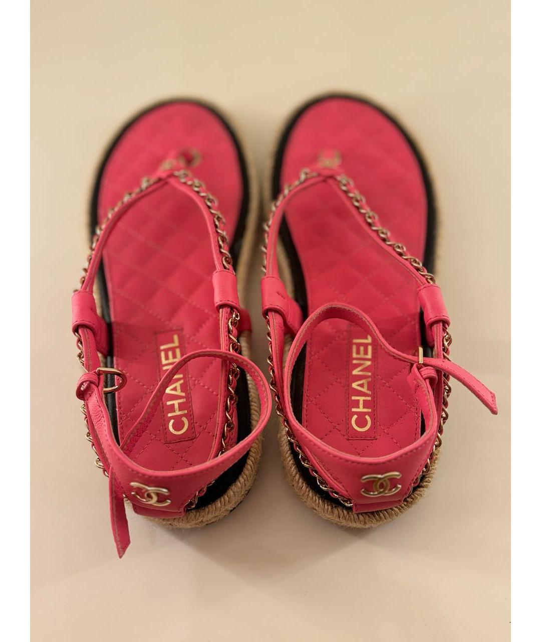 CHANEL Розовые кожаные босоножки, фото 3