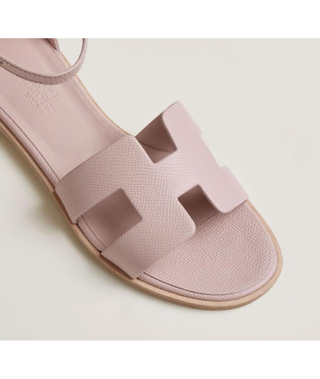 HERMES Розовые кожаные сандалии, фото 4