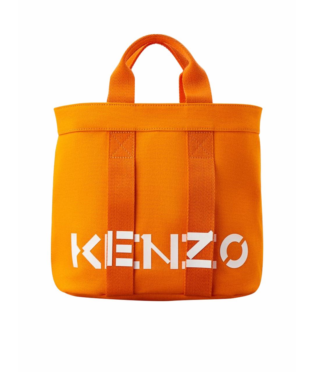 KENZO Оранжевая хлопковая сумка с короткими ручками, фото 1