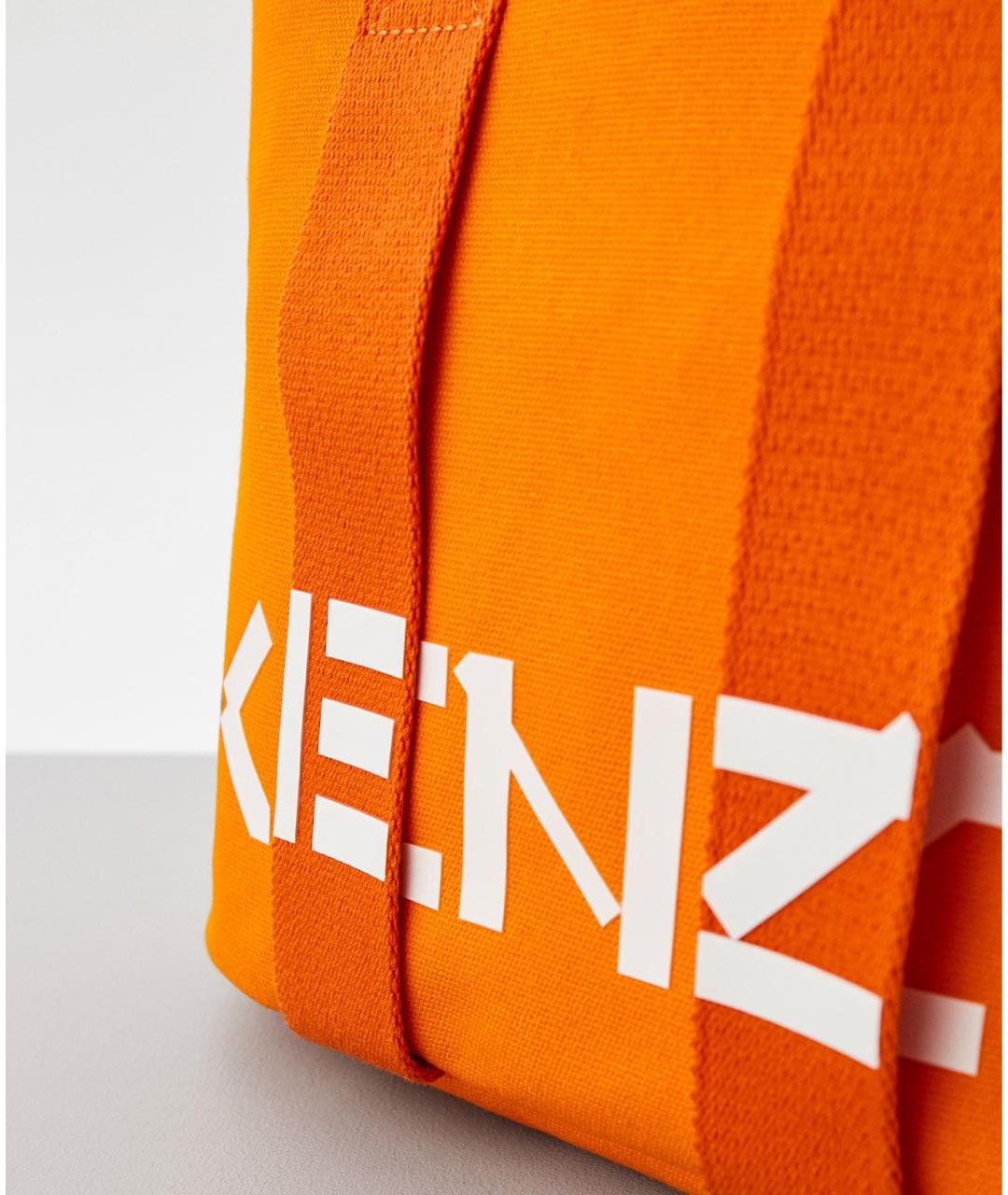 KENZO Оранжевая хлопковая сумка с короткими ручками, фото 3