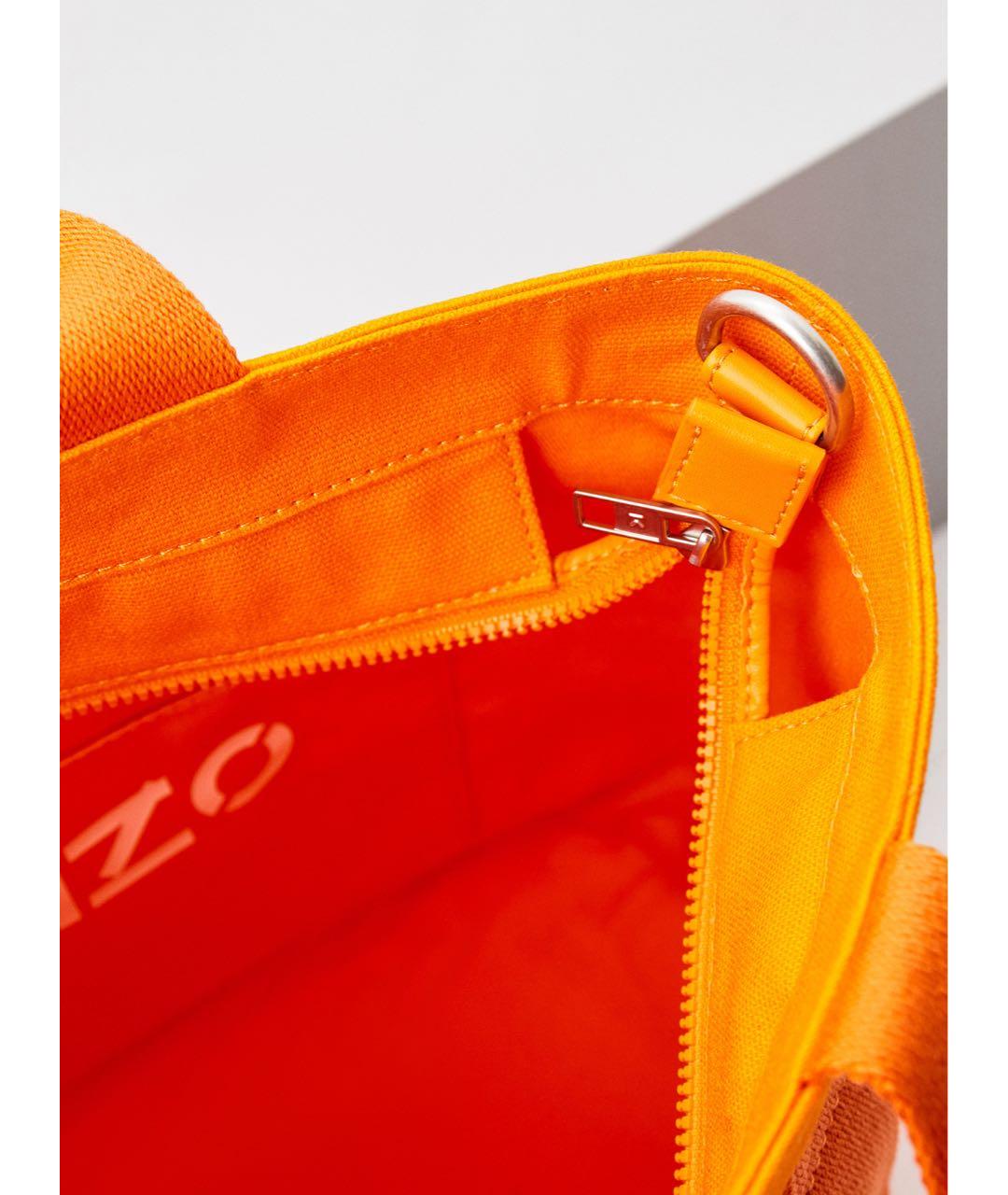 KENZO Оранжевая хлопковая сумка с короткими ручками, фото 4