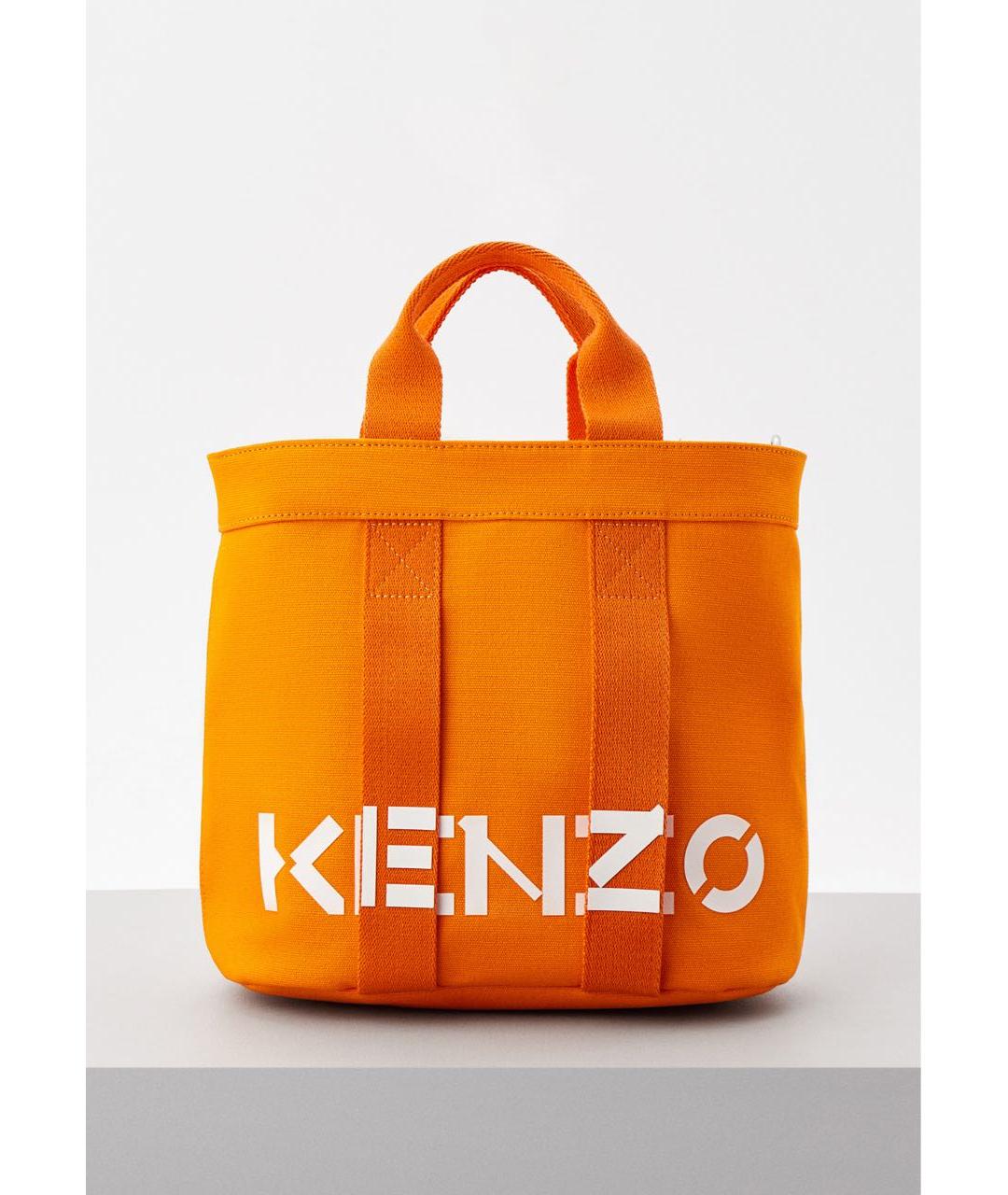 KENZO Оранжевая хлопковая сумка с короткими ручками, фото 6