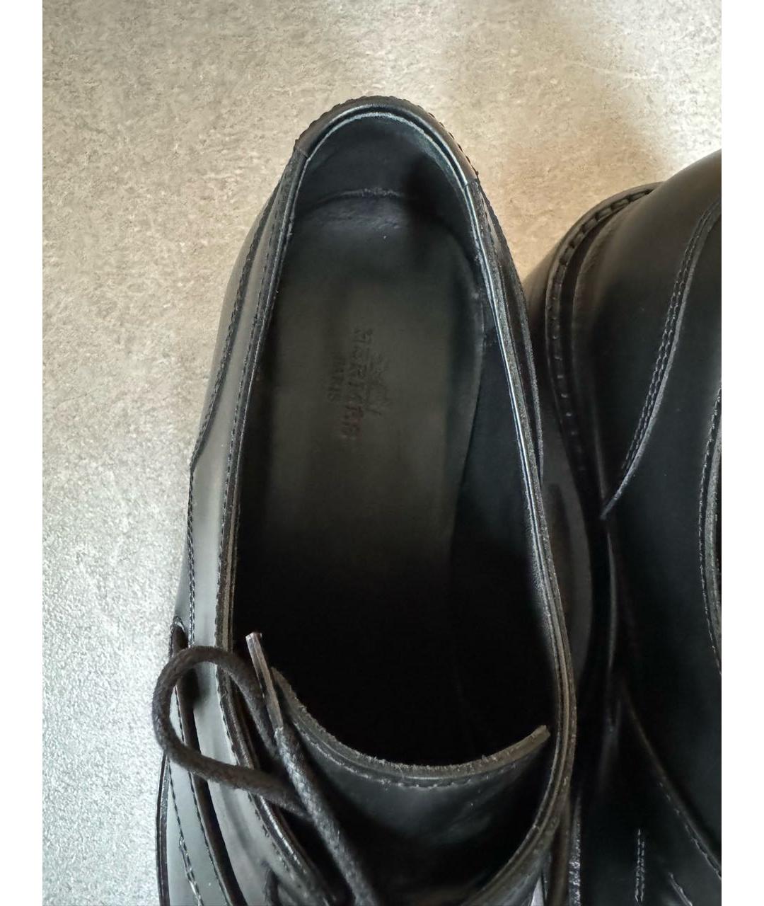 HERMES Черные кожаные ботинки, фото 5