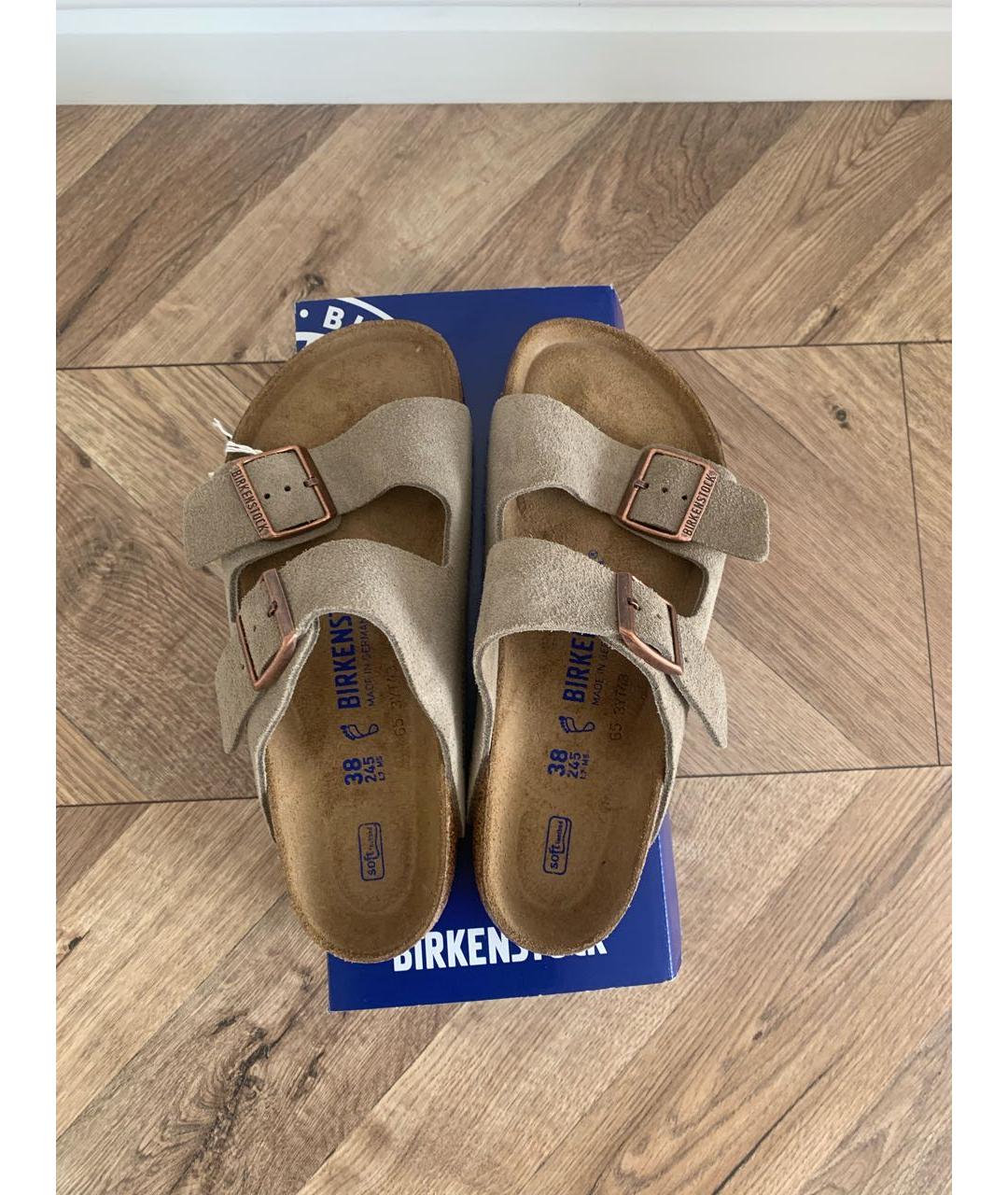 BIRKENSTOCK Бежевые замшевые сандалии, фото 3