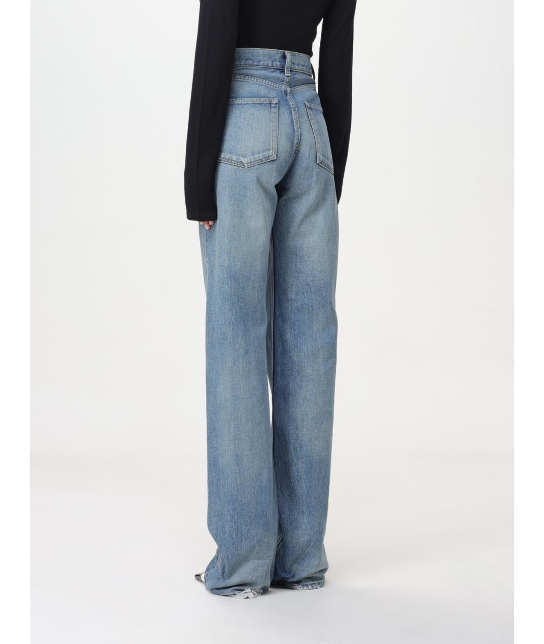 SAINT LAURENT Голубые хлопковые прямые джинсы, фото 4