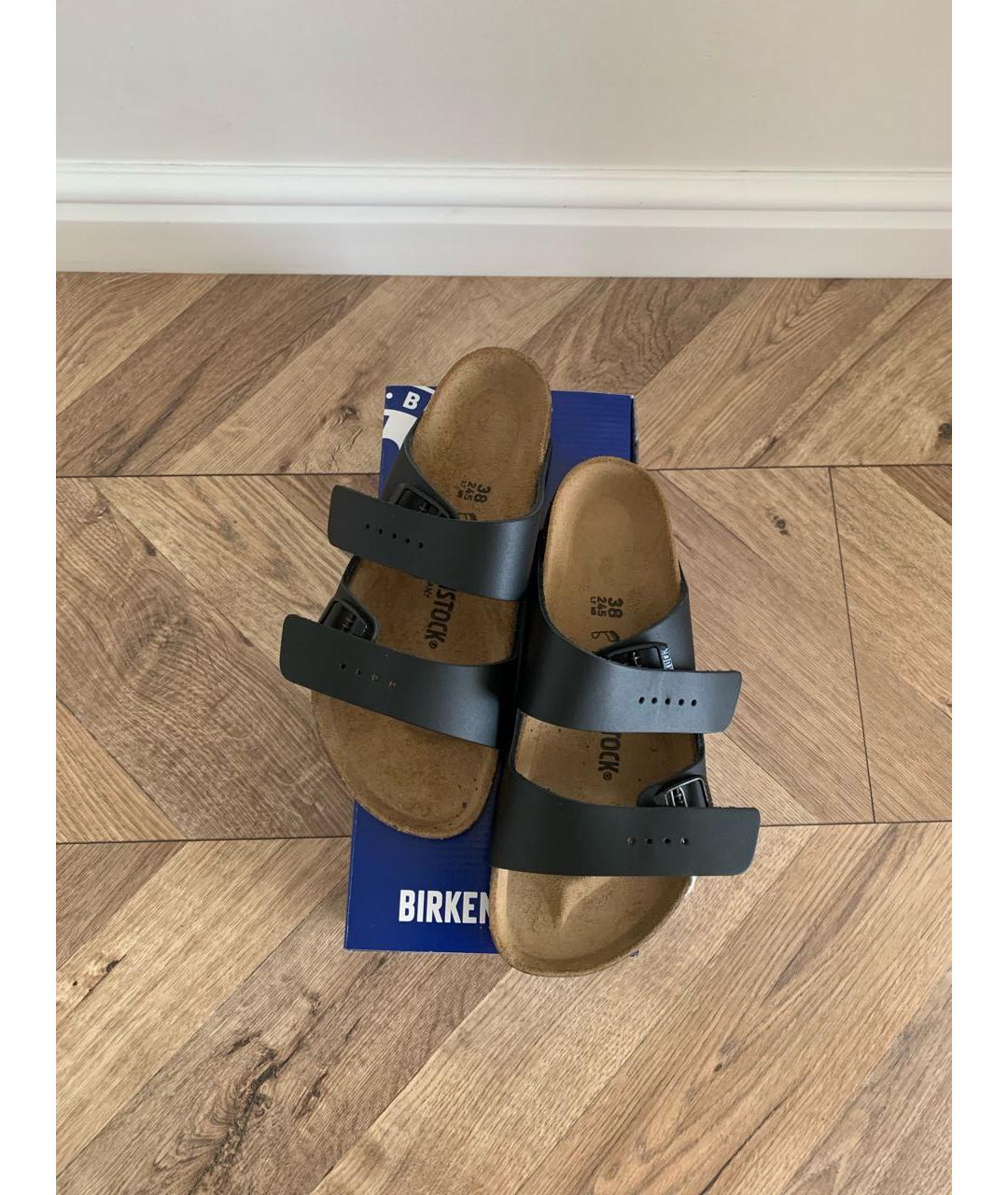 BIRKENSTOCK Черные кожаные сандалии, фото 4