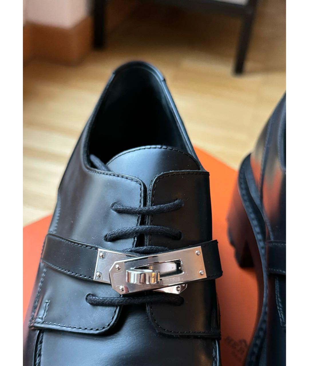 HERMES Черные кожаные ботинки, фото 8