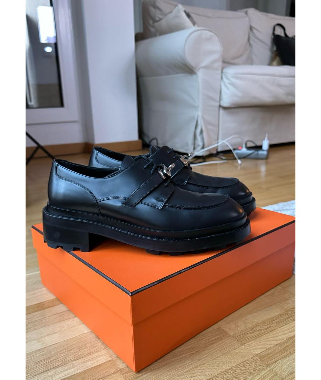 HERMES Черные кожаные ботинки, фото 6