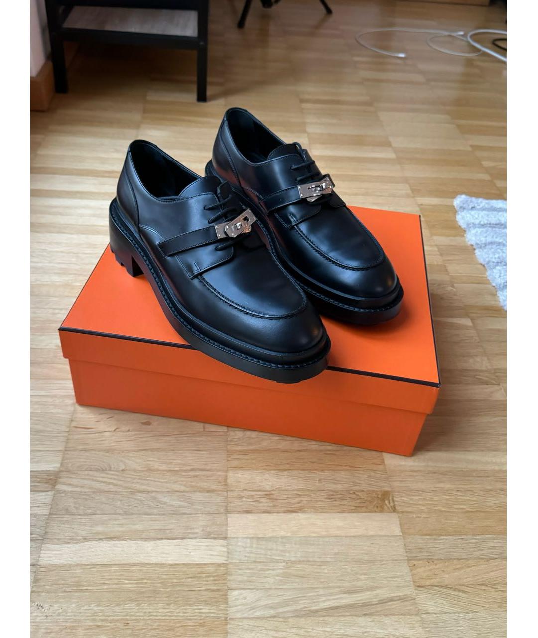 HERMES Черные кожаные ботинки, фото 2