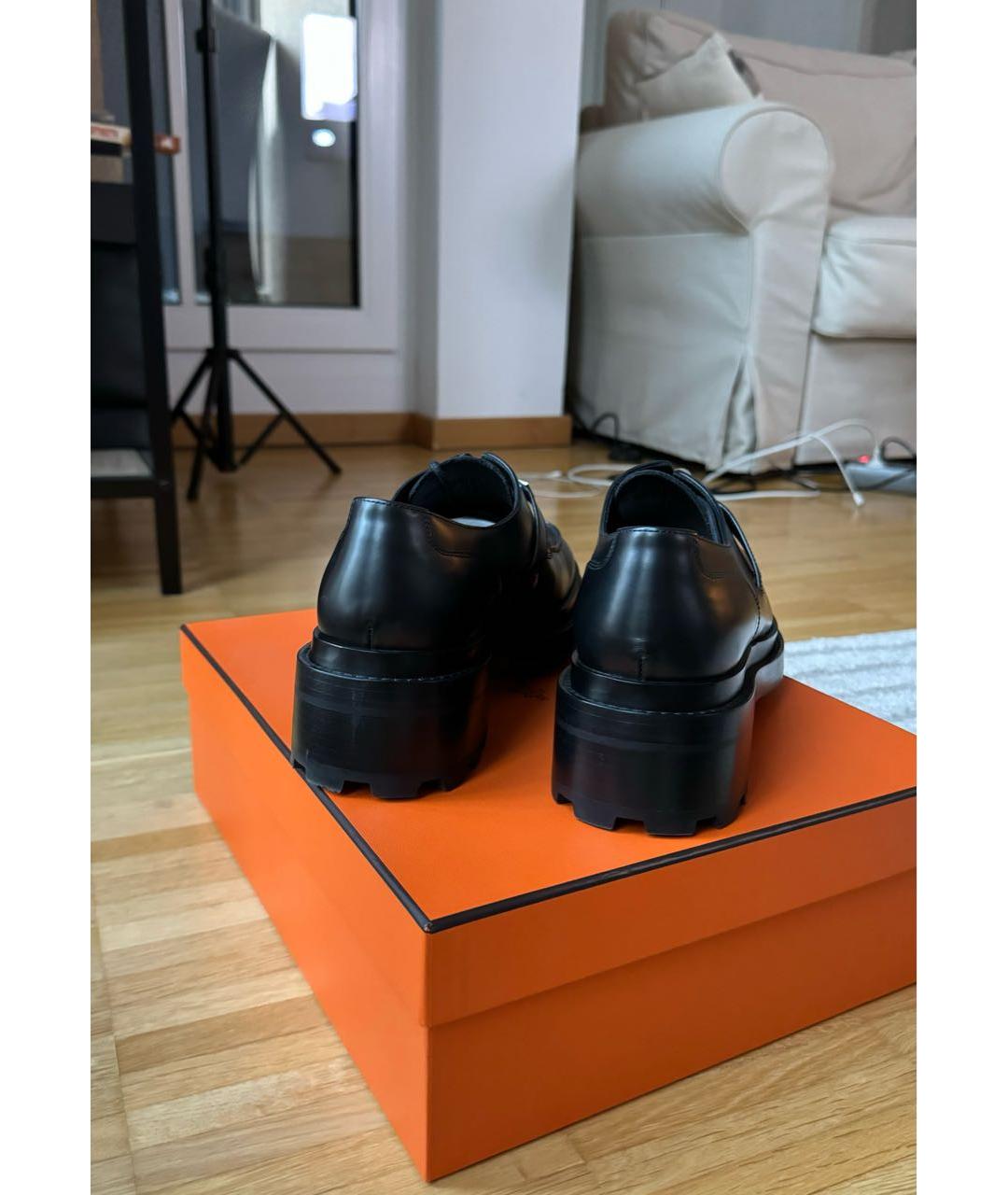 HERMES Черные кожаные ботинки, фото 4